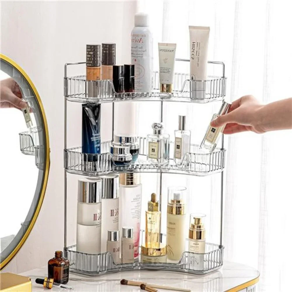 Corner Bathroom Countertop Organizer, 3 Tiers Vanity Trays for Counter, Makeup